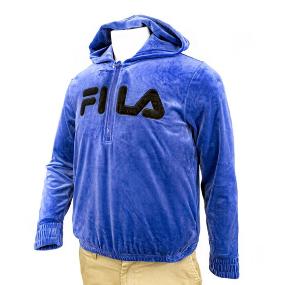 Fila Velour Quarter Zip Hoodie| NWT |Marlin Blue - Picture 3 of 10